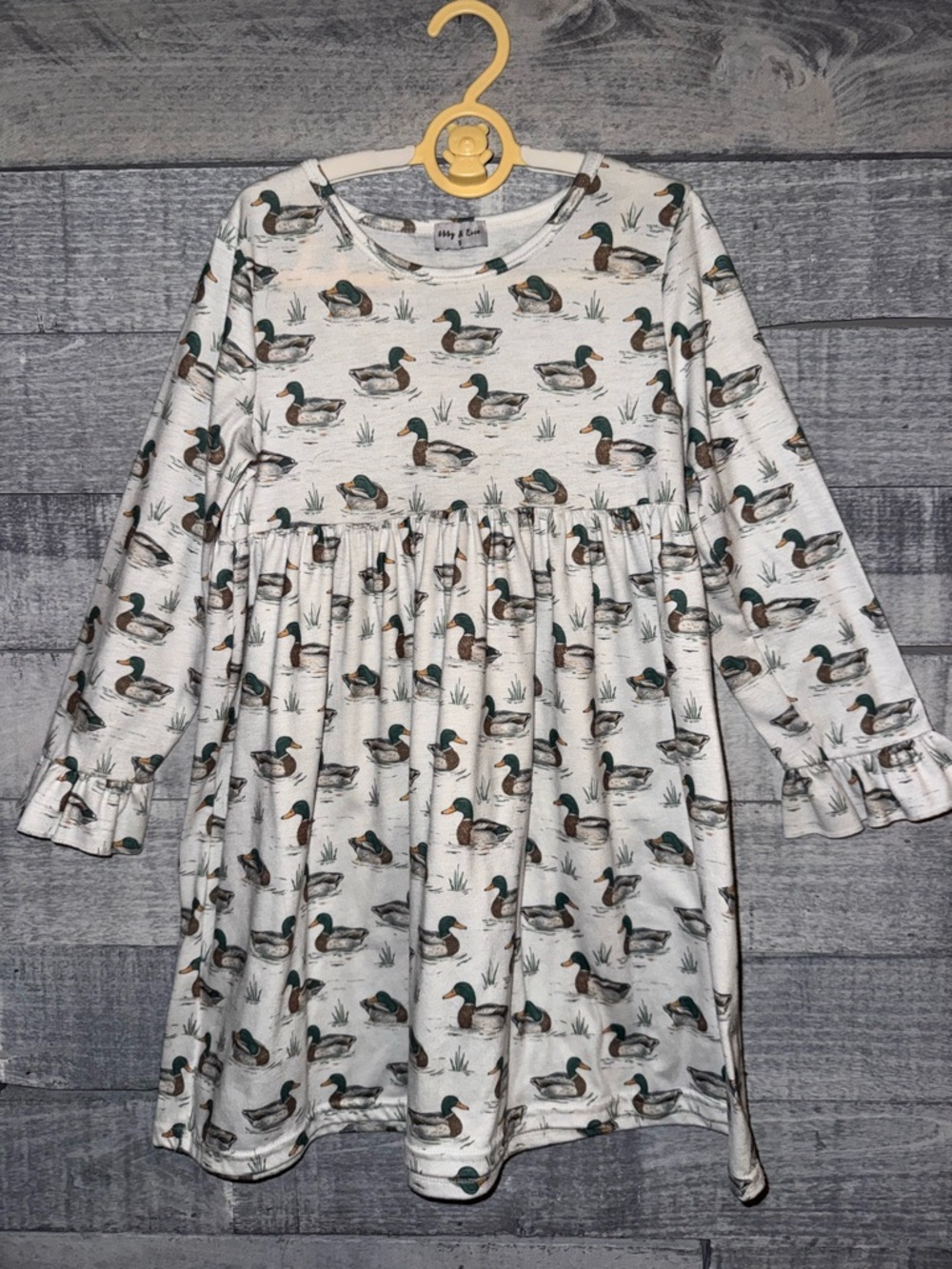 Duck Print Long Sleeve Dress